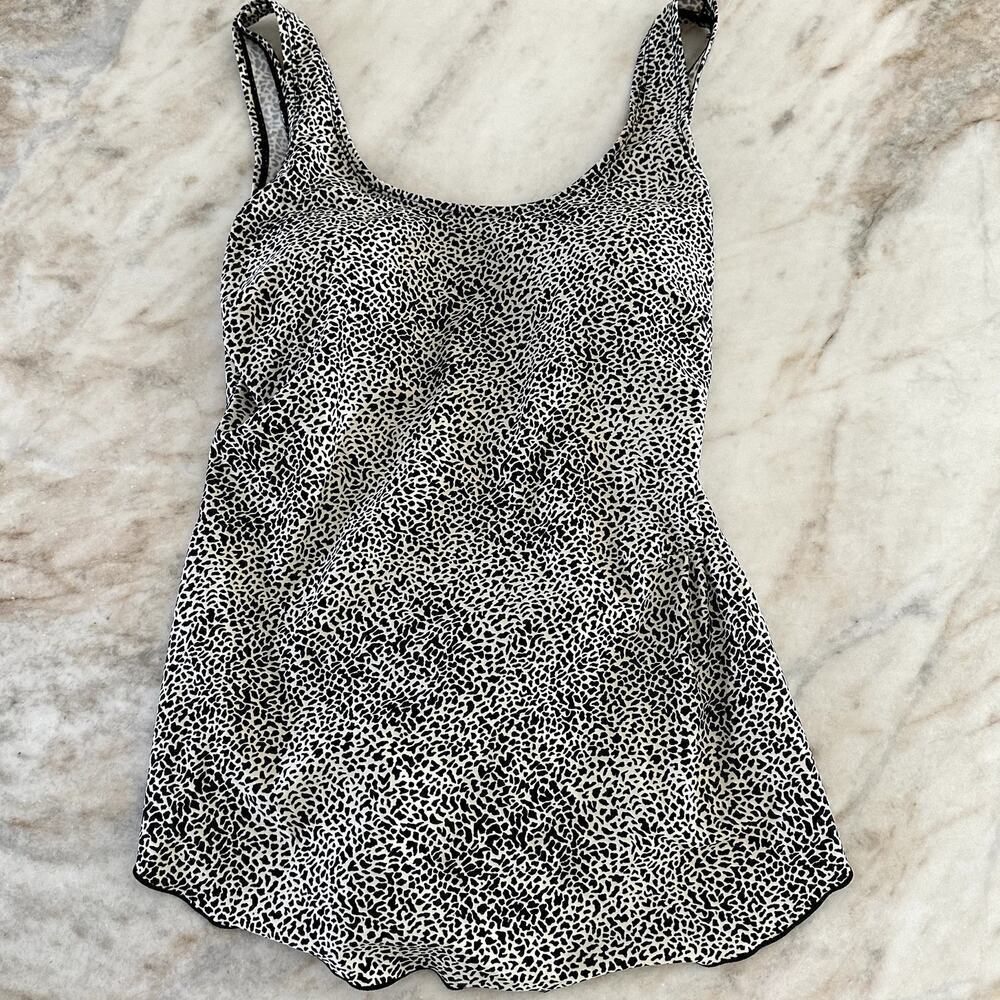 Shore Shapes 12 Tankini One Piece Swimsuit Black White Tummy Control
